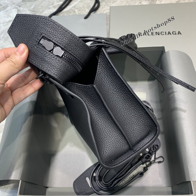 Balenciaga專櫃爆款荔枝紋黑配黑扣手袋手提包 638512 巴黎世家小號Neo Classic機車包 fyj1451